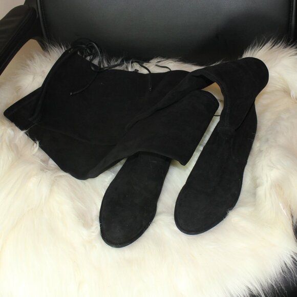 STUART WEITZMAN stretch-suede over-the-knee black boots size 8 - Picture 5 of 9